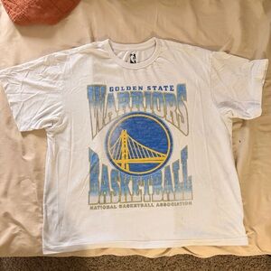 Golden State Warriors NBA Graphic T-Shirt White Blue Yellow XL
